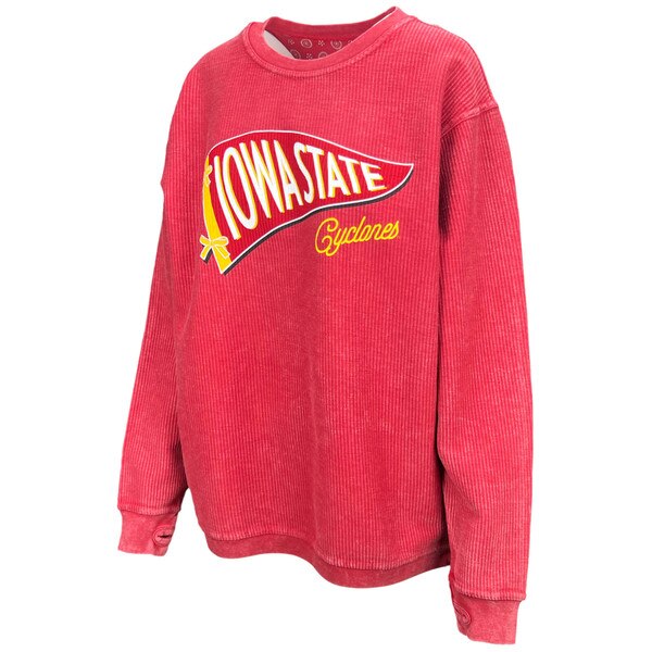 Pressbox Women's Pennant Wave Cardinal Corded Crewneck Sweatshirt